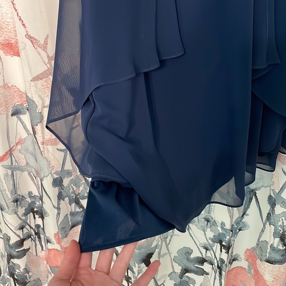 Laura Petites Navy Pearl Embroidered Cutout Chiffon Dress - Picture 5 of 5